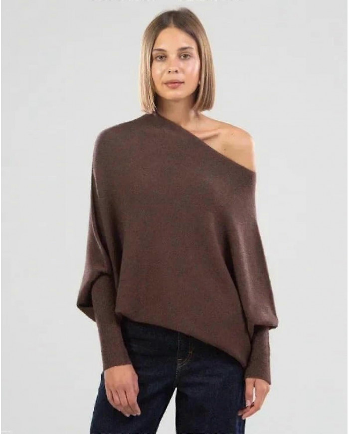 Pull drapé asymétrique, un pull aussi ultra doux que les nuages dames à manches longues Slouch Batwing uni doux [...]