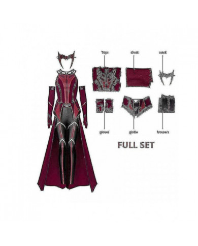 Femme Wanda Maximoff Cosplay Costume Scarlet Witch Headwear Manteau Et Pantalon Full Set Tenue Halloween [...]