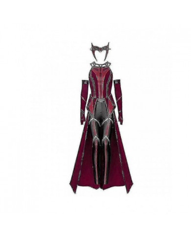 Femme Wanda Maximoff Cosplay Costume Scarlet Witch Headwear Manteau Et Pantalon Full Set Tenue Halloween [...]