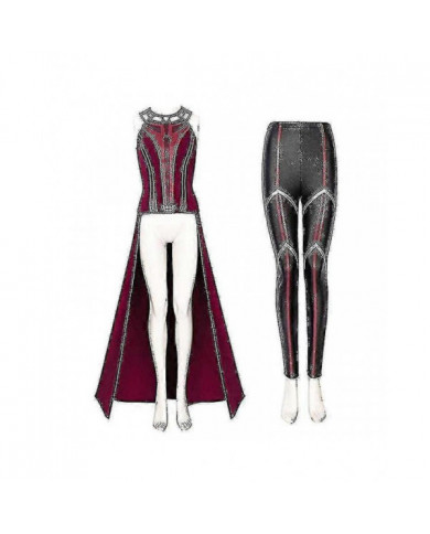Femme Wanda Maximoff Cosplay Costume Scarlet Witch Headwear Manteau Et Pantalon Full Set Tenue Halloween [...]