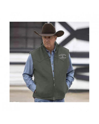 Hommes Gilet Yellowstone Veste Revers Marron Impression Fermeture Éclair Giître Slim Fit Pour Décontracté [...]