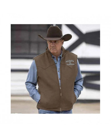 Hommes Gilet Yellowstone Veste Revers Marron Impression Fermeture Éclair Giître Slim Fit Pour Décontracté [...]