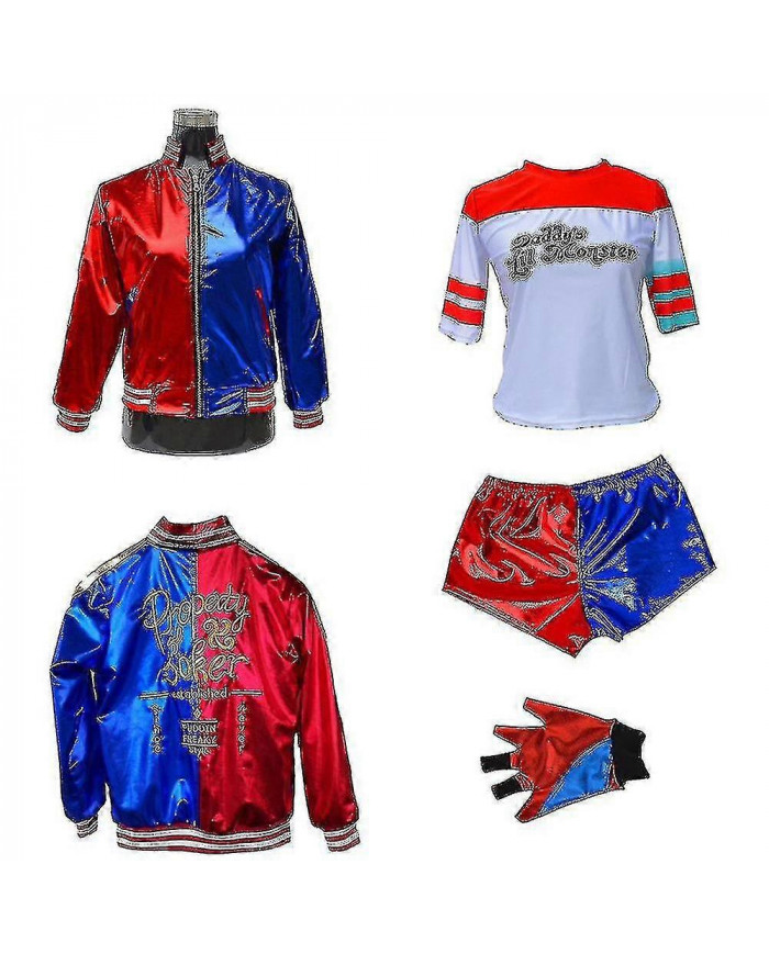 4pcs / set Tenues Femmes Suicide Squad Harley Quinn Costumes Set-n