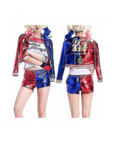 4pcs / set Tenues Femmes Suicide Squad Harley Quinn Costumes Set-n