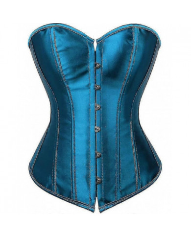 Femmes Plus Taille Gothique Lingerie Satin Dentelle Up Boned Overbust Corsets Shapewear Outfit