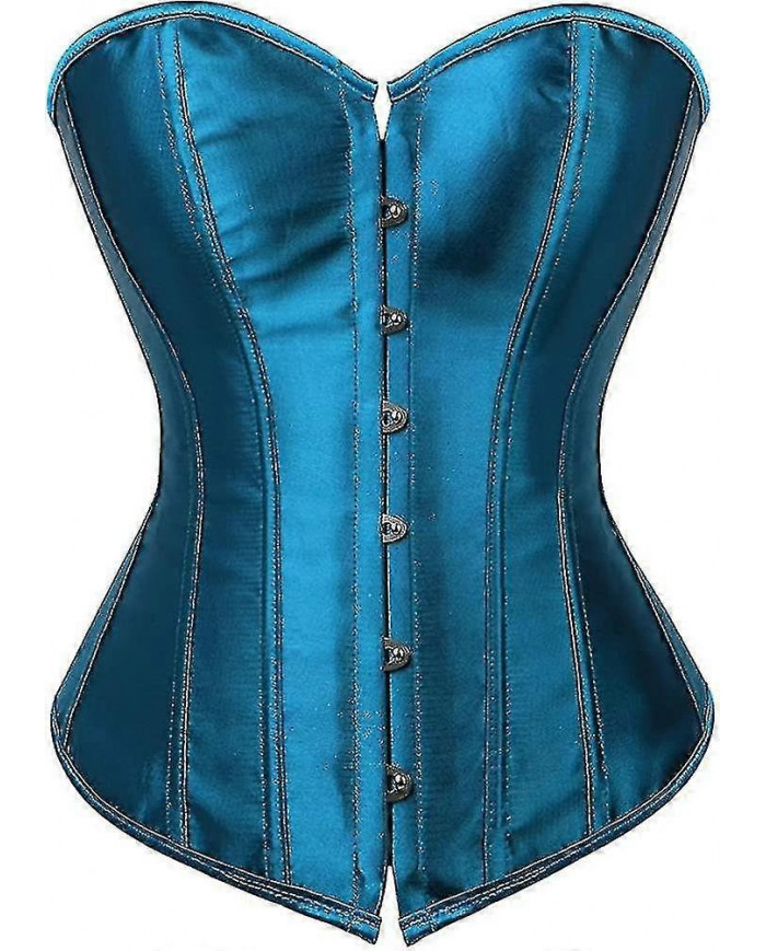 Femmes Plus Taille Gothique Lingerie Satin Dentelle Up Boned Overbust Corsets Shapewear Outfit