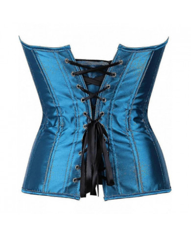 Femmes Plus Taille Gothique Lingerie Satin Dentelle Up Boned Overbust Corsets Shapewear Outfit