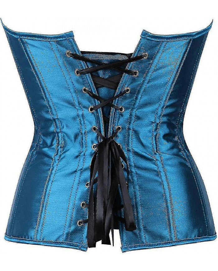 Femmes Plus Taille Gothique Lingerie Satin Dentelle Up Boned Overbust Corsets Shapewear Outfit