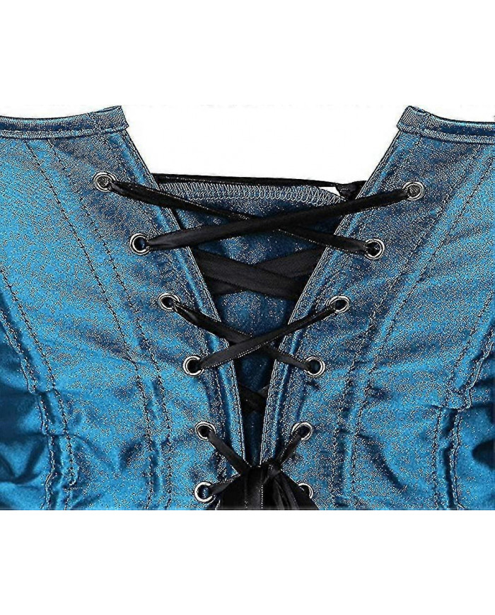 Femmes Plus Taille Gothique Lingerie Satin Dentelle Up Boned Overbust Corsets Shapewear Outfit