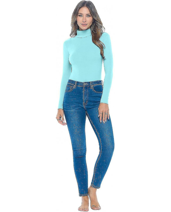 Manches longues Col Tortue Corps Combinaison-Respirant Coton Stretch