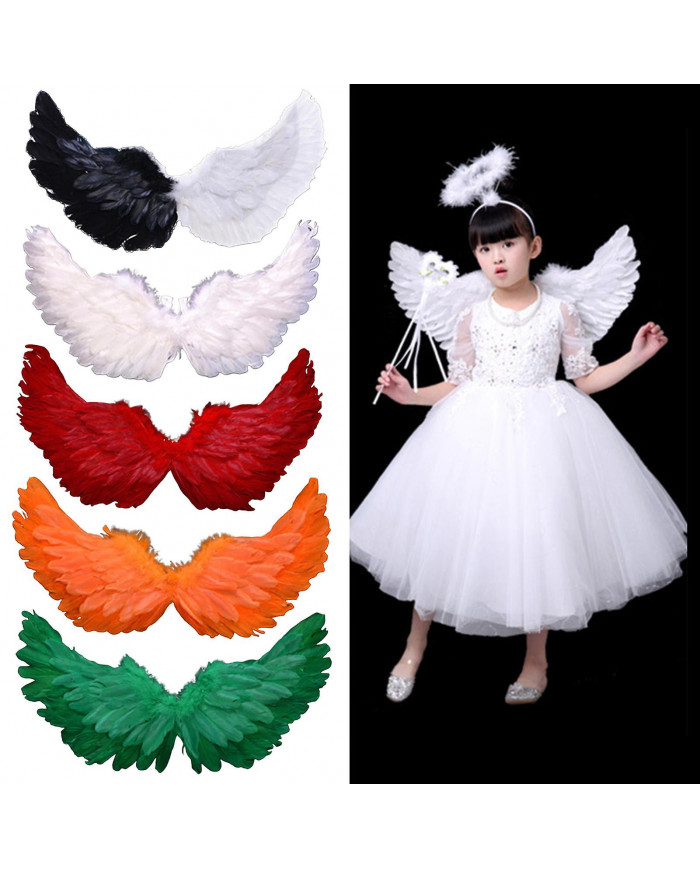 Naievear ange plume ailes avec sangles élastiques couleur vive léger costume cosplay ailes photographie accessoires
