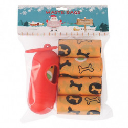 5 Rolls Bones Pattern EPI+PE Biodegradable Pet Poop Waste Bag Dog Poop Trash Bags with Dispenser - O