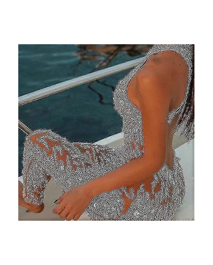 Combinaison à paillettes pour femmes manches longues Sparkly Bodycon Slim Rompers