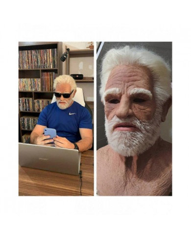 Old Man Face Cover Latex Masque réaliste, Halloween Creepy Wrinkle Old Person Mask Adult Fancy Dress Costume