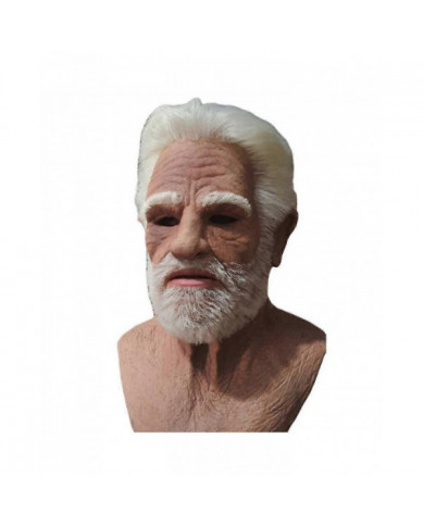 Old Man Face Cover Latex Masque réaliste, Halloween Creepy Wrinkle Old Person Mask Adult Fancy Dress Costume
