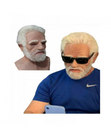 Old Man Face Cover Latex Masque réaliste, Halloween Creepy Wrinkle Old Person Mask Adult Fancy Dress Costume