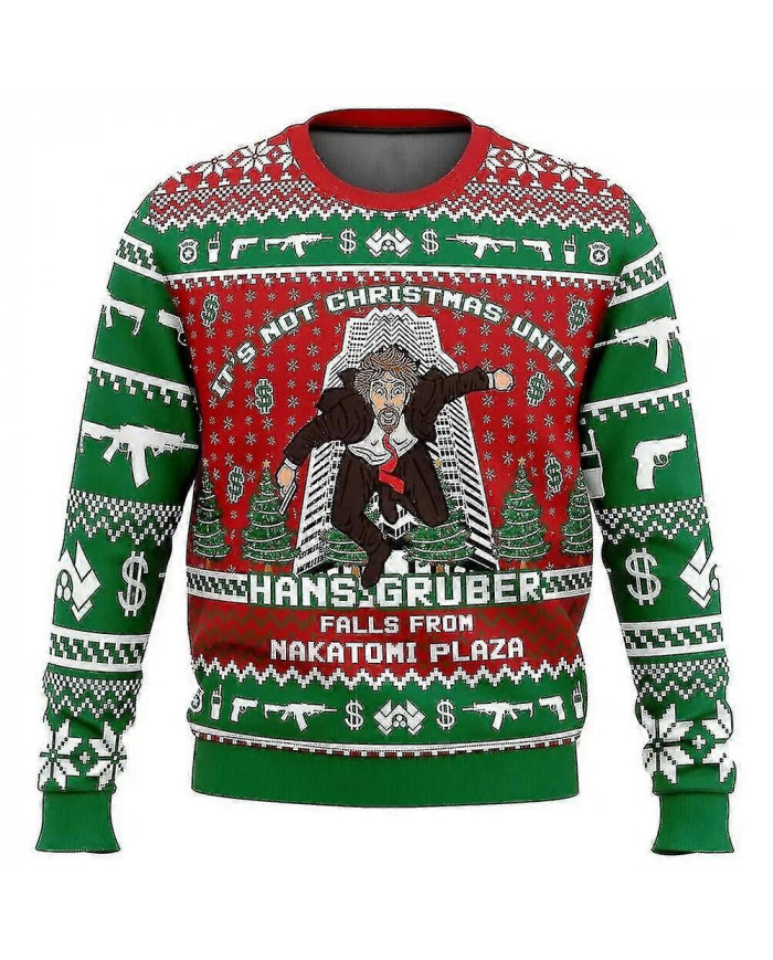 Hans Gruber Automne Nakatomi Plaza Die Hard Laid Noël Pull Cadeau Père Noël Pull Hommes 3d Swe-lian