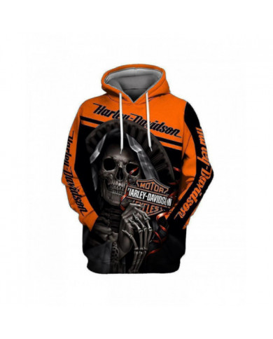 Nouveau 3d Skull Harley-davidson Hoodie Sweat-shirt Hood Jumper Pullover Haute Qualité