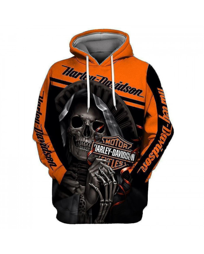 Nouveau 3d Skull Harley-davidson Hoodie Sweat-shirt Hood Jumper Pullover Haute Qualité