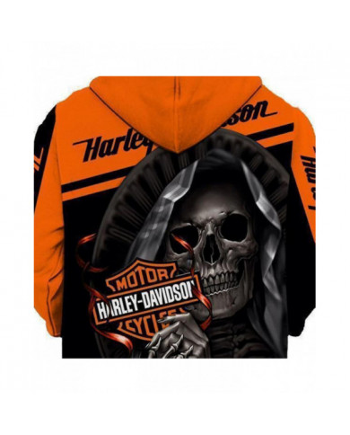Nouveau 3d Skull Harley-davidson Hoodie Sweat-shirt Hood Jumper Pullover Haute Qualité