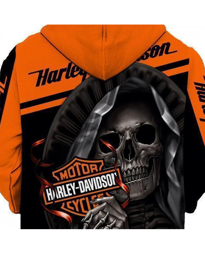 Nouveau 3d Skull Harley-davidson Hoodie Sweat-shirt Hood Jumper Pullover Haute Qualité