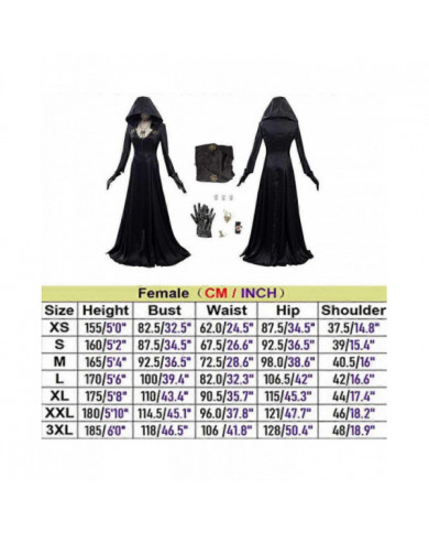 Evil Cosplay Costume Robe Fille Dame Halloween Femmes Collier Boucle d’oreille Noir Carnaval Set Déguisement [...]
