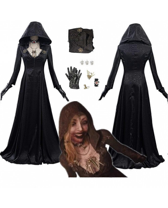 Evil Cosplay Costume Robe Fille Dame Halloween Femmes Collier Boucle d’oreille Noir Carnaval Set Déguisement [...]