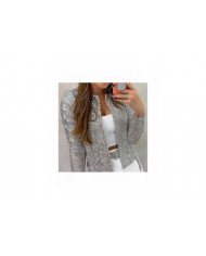 Cardigan Femme Manches Longues Brillant Sequin Manteau Ouvert Front Décontracté Veste Femme