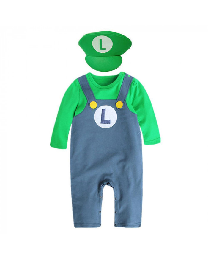 Baby Cosplay Anime Crawling Suit Super Mario Bros Rompers Jumpsuit Cosplay Costumes Chapeau Cadeaux