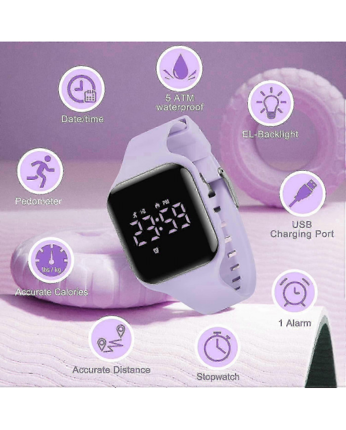 Montre pour enfants, montre numérique pour garçons filles, montre de sport avec tracker de fitness, réveil, [...]