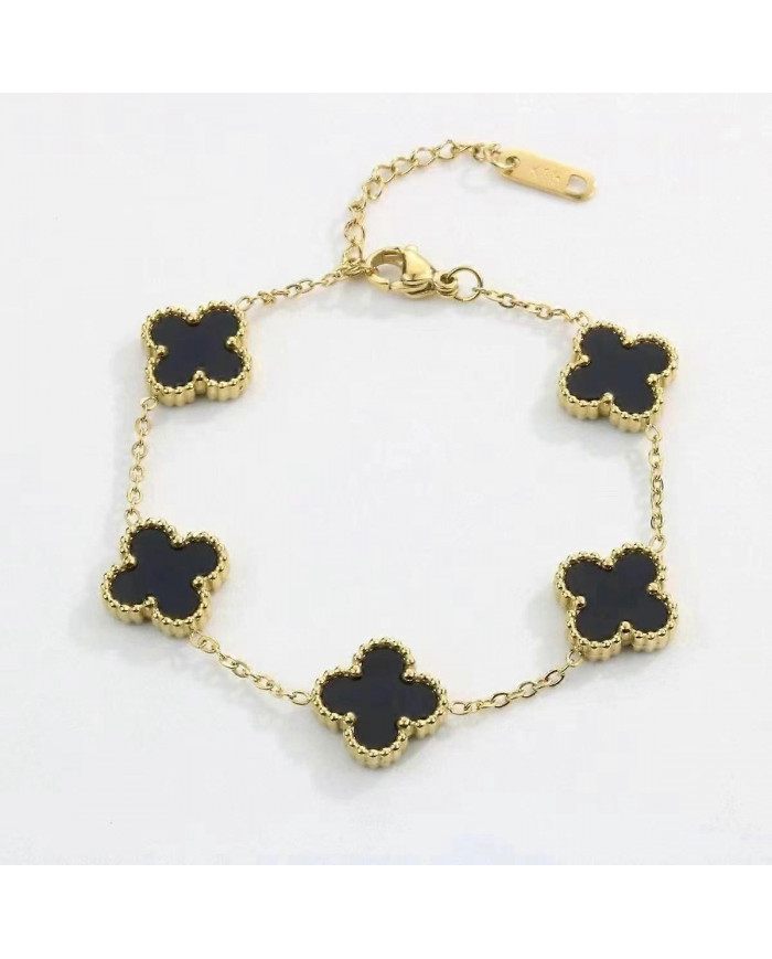 Bracelet à quatre feuilles Bracelet en or 18 carats pour femmes Style de conception simple Bijoux exquis