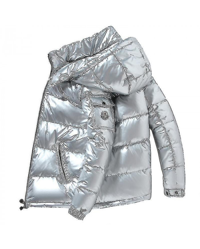 Veste d'hiver brillante Veste d'hiver pour hommes Col en bas avec capuche
