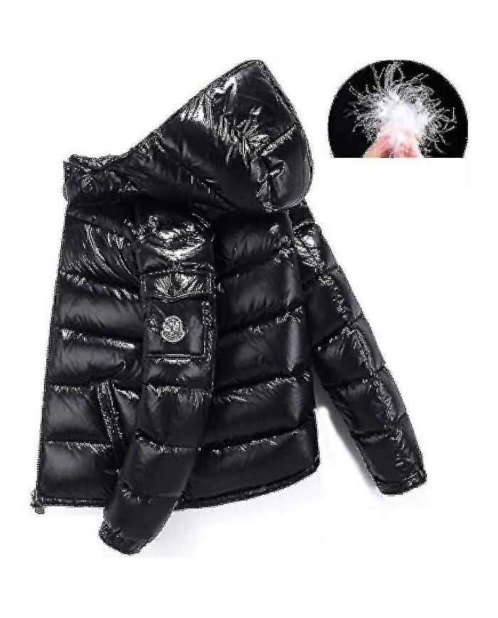 Shiny Down Jacket Veste d’hiver pour hommes Stand-up Tie Hood Down Jacket