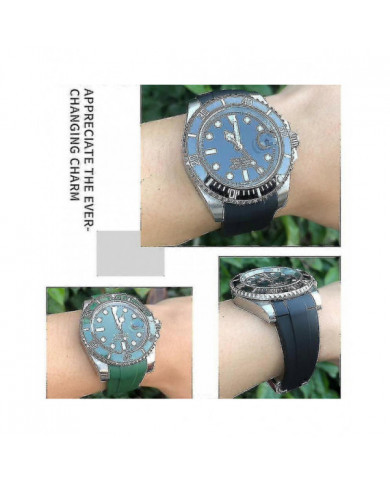 20mm 21mm 22mm 19mm Bracelet Caoutchouc Fit Pour Rolex Submariner Daytona Gmt Yacht-master Silicone Strap Black [...]