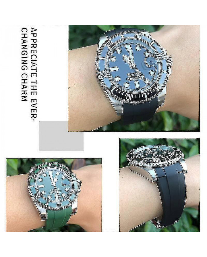 20mm 21mm 22mm 19mm Bracelet Caoutchouc Fit Pour Rolex Submariner Daytona Gmt Yacht-master Silicone Strap Black [...]