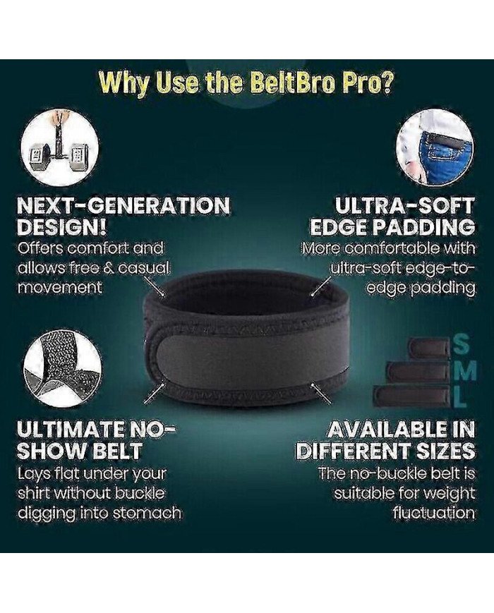 Beltbro Titan Ceinture élastique sans boucle pour hommes - convient aux passants de ceinture de 1,5 pouce Confort