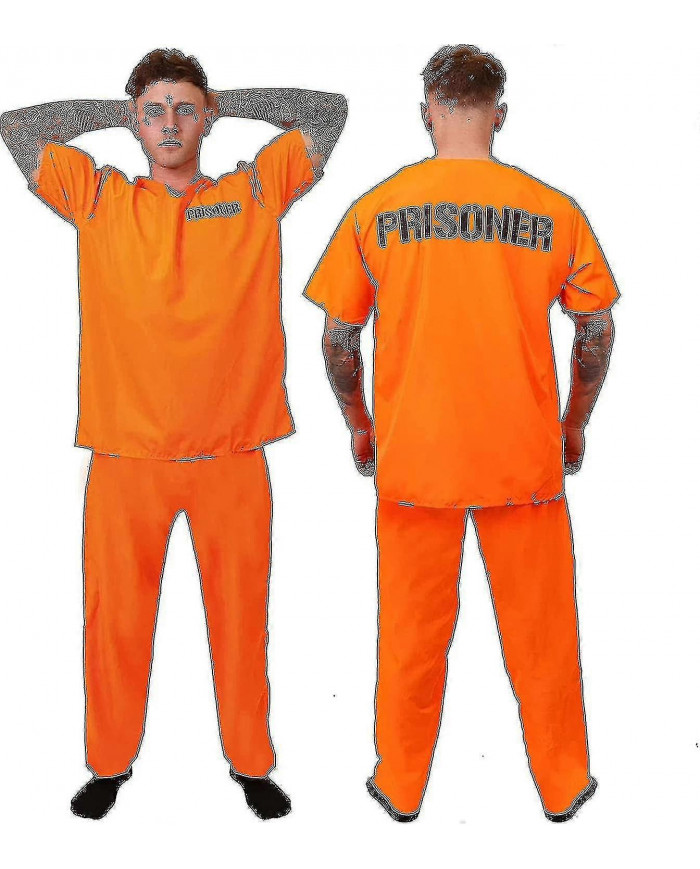 Adultes Prisonniers Condamné Orange Prisonnier Top Orange Pantalon Orange Assorti Cops Voleurs Tao