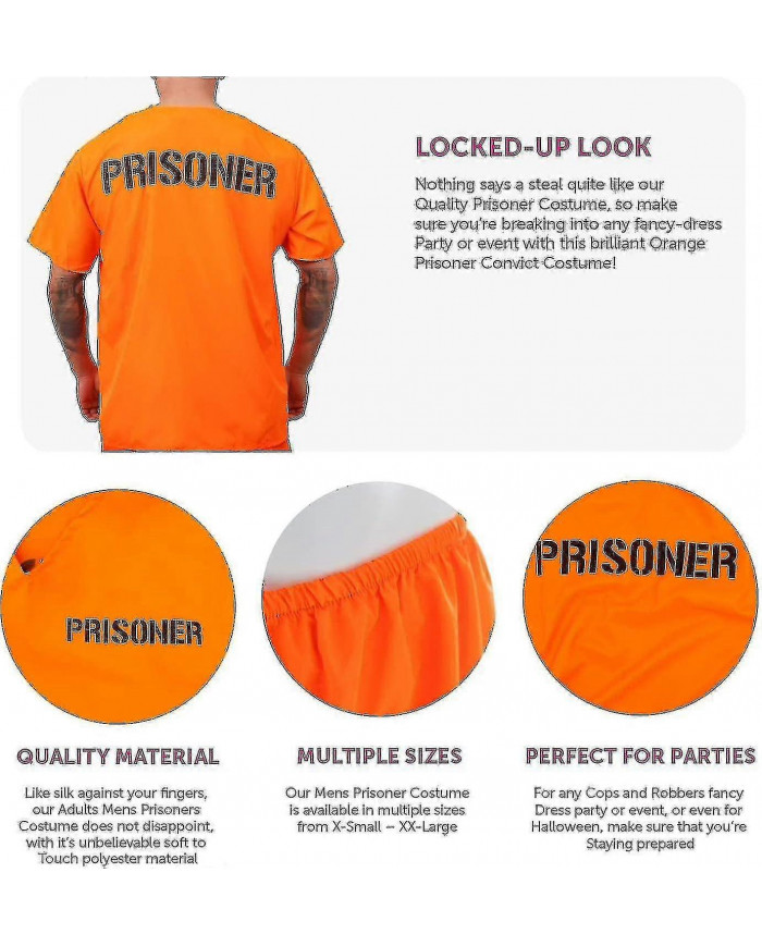 Adultes Prisonniers Condamné Orange Prisonnier Top Orange Pantalon Orange Assorti Cops Voleurs Tao