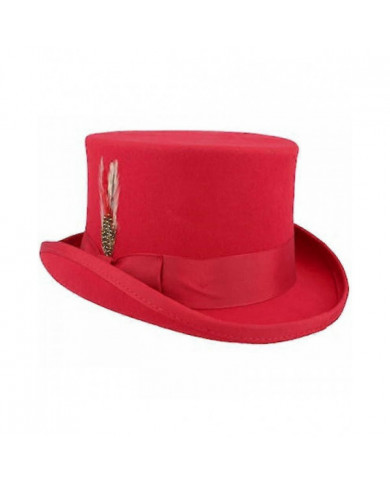 Mid Crown Red Top Hat Unisexe Hat Steam Punk Hat Cylinder Wool Felt Top