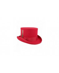 Mid Crown Red Top Hat Unisexe Hat Steam Punk Hat Cylinder Wool Felt Top