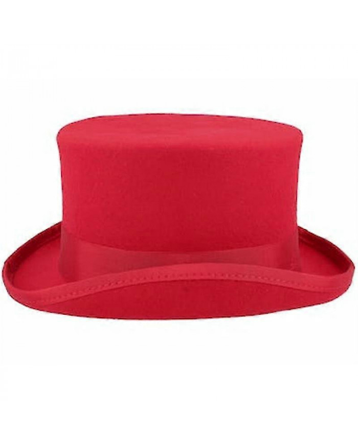 Mid Crown Red Top Hat Unisexe Hat Steam Punk Hat Cylinder Wool Felt Top