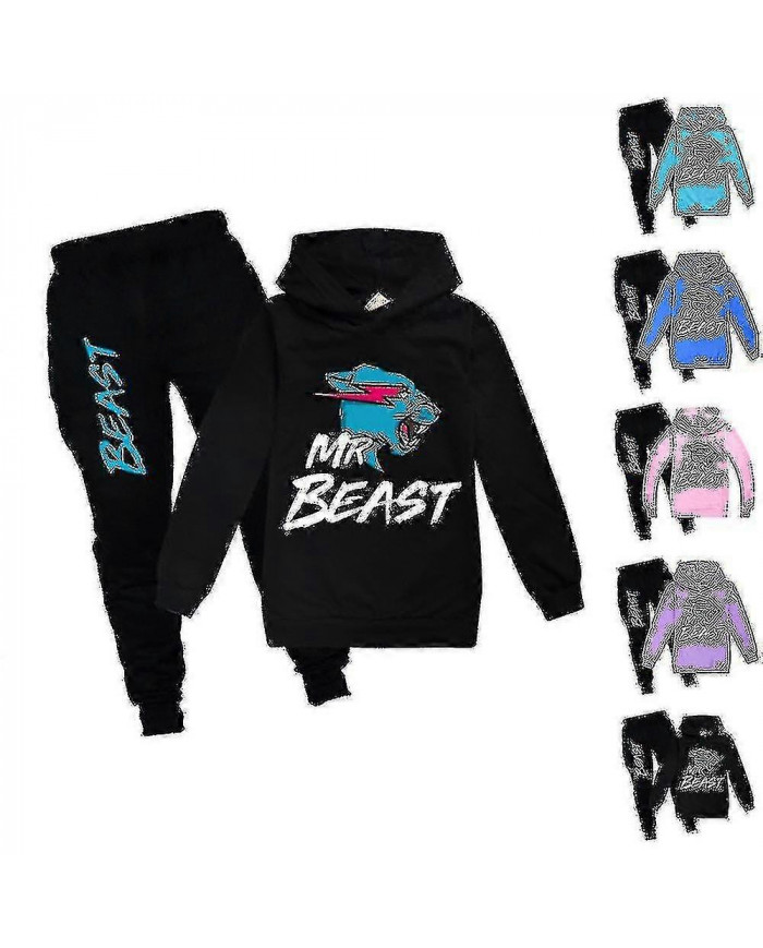 Mr Beast Lightning Cat Enfants Impression Tracksuit Set Casual Hoodie Jumper Tops + Pantalon Costume Outfit [...]