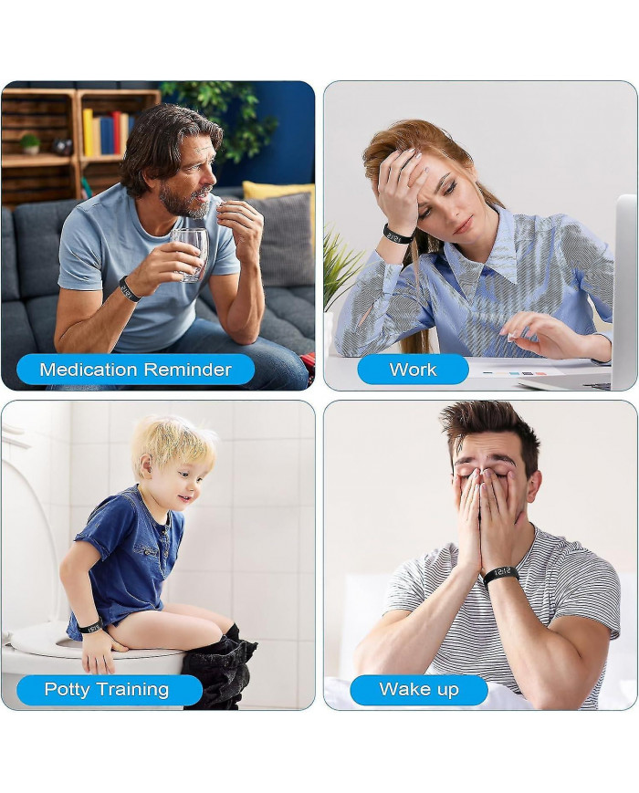 Montre d’alarme de vibration, alarmes vibrantes avec compte à rebours, réveil de rappel d’alarme de vibration [...]