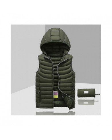 Doudoune Homme Sans manches Détachable Capuchon Hiver Lumière Couleur Unie