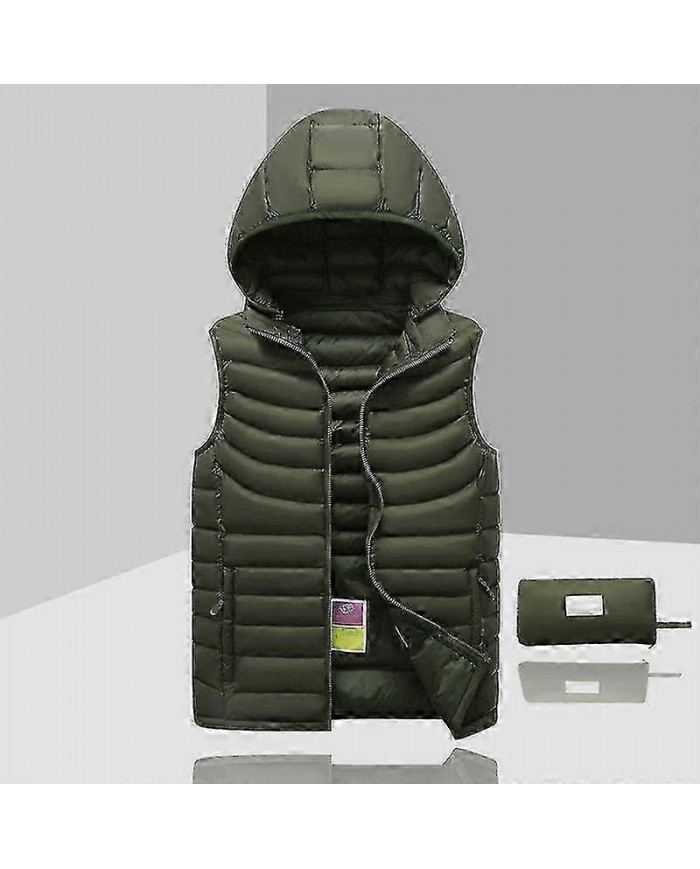 Doudoune Homme Sans manches Détachable Capuchon Hiver Lumière Couleur Unie