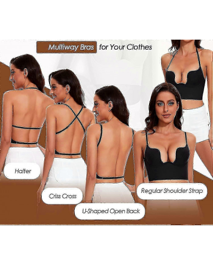 Soutiens-gorge bas du dos pour femmes-sans couture Deep U Plunge Soutiens-gorge sans dos convertible Multiway Low [...]