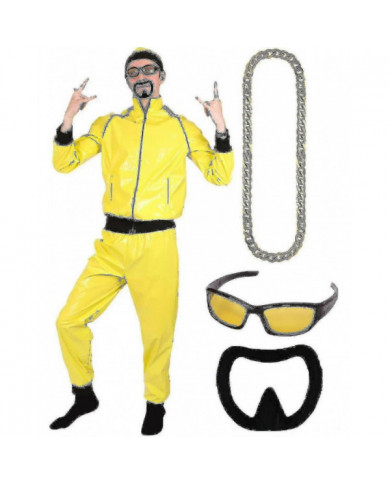 Costumes de célébrités des années 90 Adultes Jaune et Noir Shell Suit-En stock