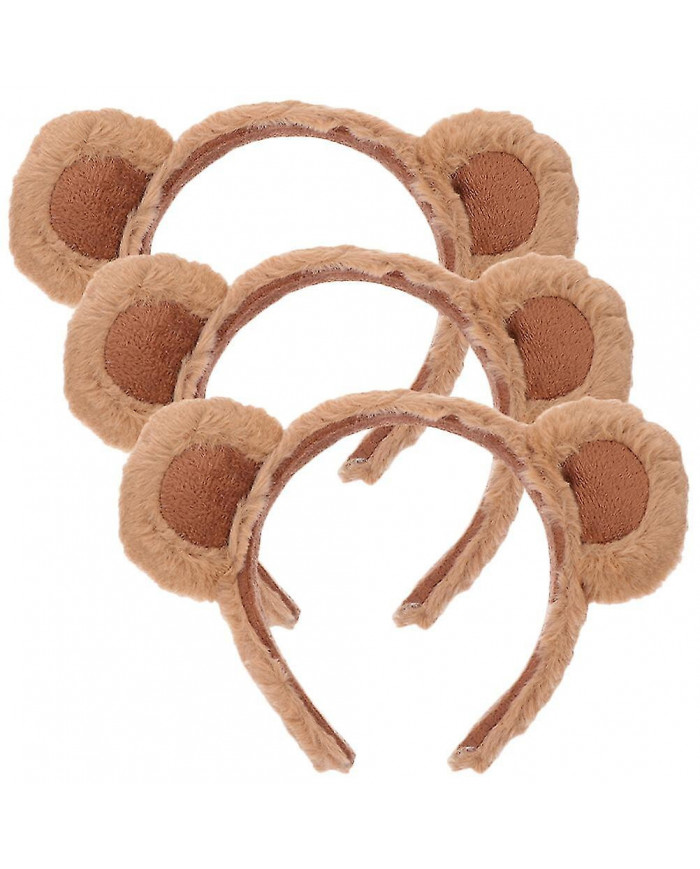 3pcs Bear Ears Bandeau Femmes Filles Bandeau Dessin Animé Fluffy Bandeau Party Cosplay Bandeau Décor
