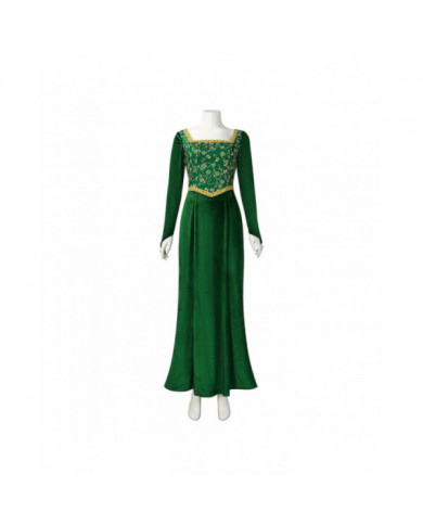 2024 Shrek Cosplay Costumes Princesse Fiona Impression Robe Femmes Sexy Col Carré Velours Robe À Manches Longues [...]