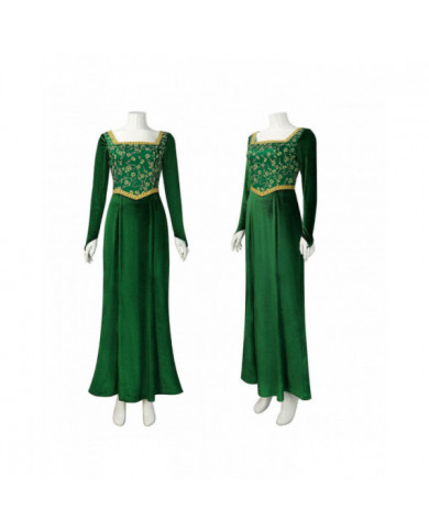 2024 Shrek Cosplay Costumes Princesse Fiona Impression Robe Femmes Sexy Col Carré Velours Robe À Manches Longues [...]